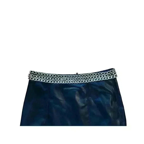 NEW Alice + Olivia Rizo Faux Vegan Black Leather Mini Skirt Size 14 - Picture 7 of 11